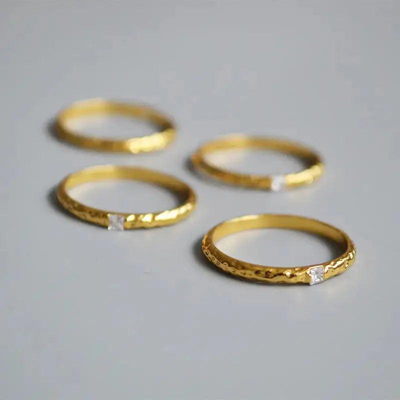 MAC067 Metallic Gold Zircon Ring 3-Piece Set