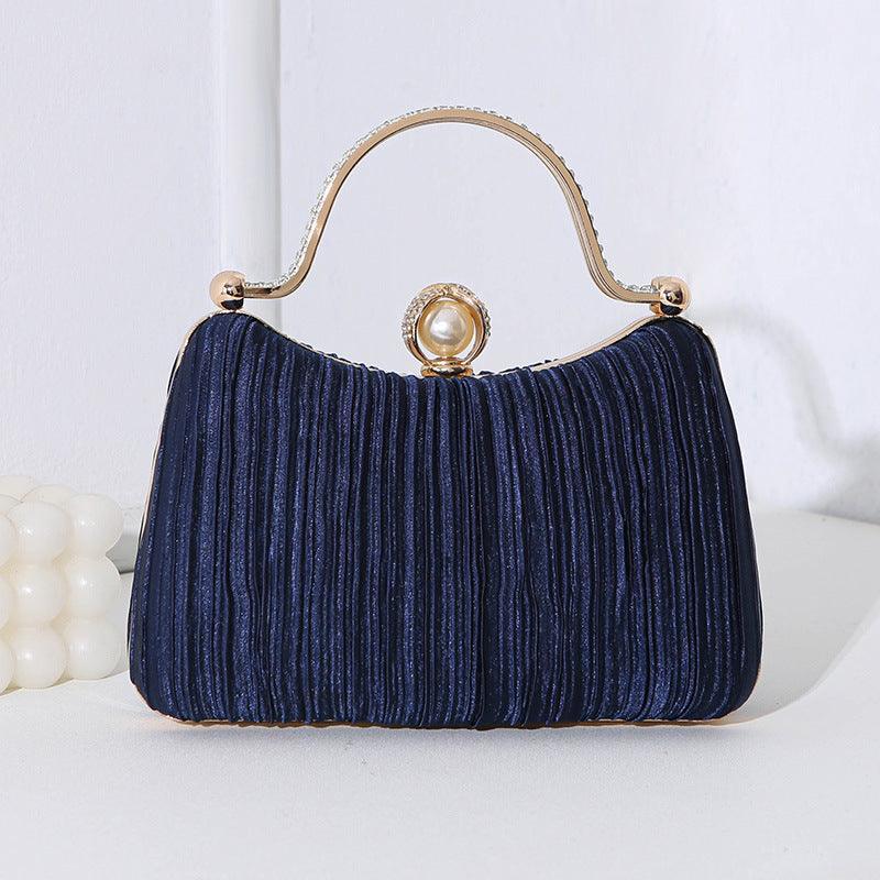 MAC071 Pearl Bag Banquet Bag Pleated Diamond Encrusted Handbag