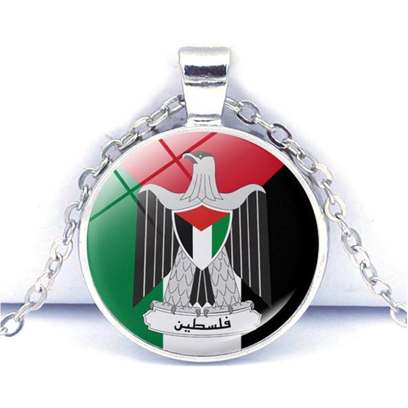 MAC076 Time Gem Palestine keffiyeh Anti-War Peace Pendant Necklace