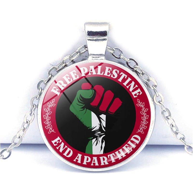 MAC076 Time Gem Palestine keffiyeh Anti-War Peace Pendant Necklace