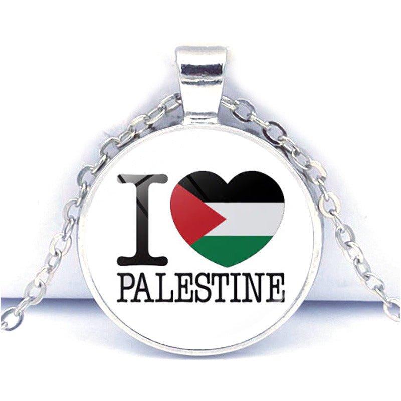 MAC076 Time Gem Palestine keffiyeh Anti-War Peace Pendant Necklace