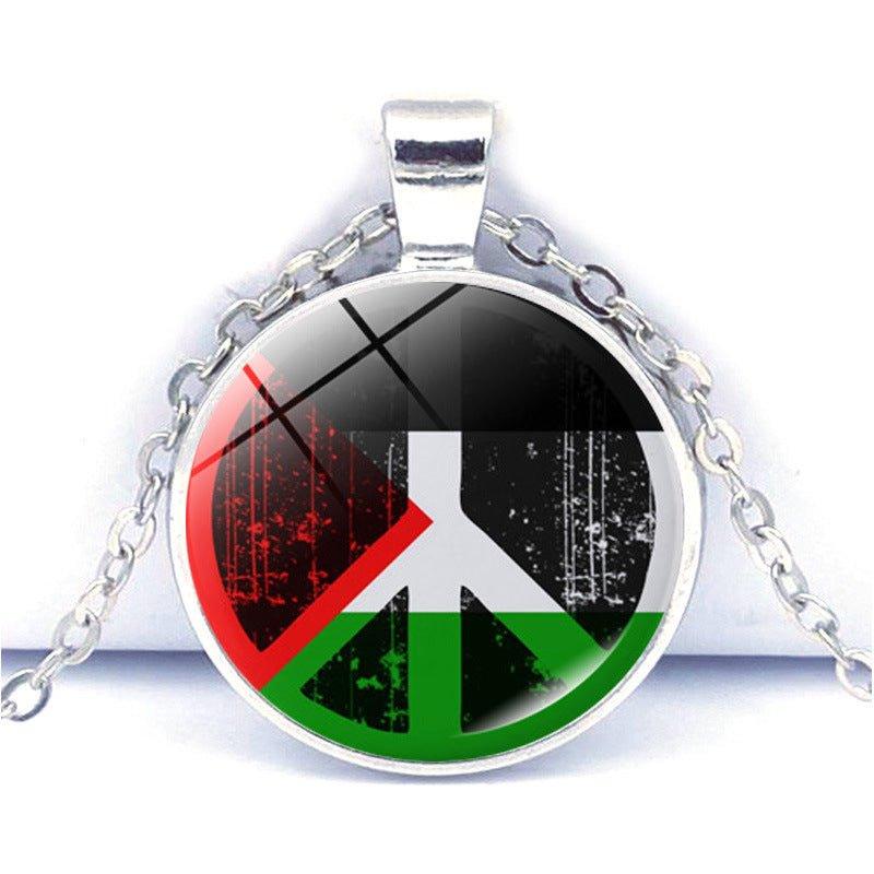 MAC076 Time Gem Palestine keffiyeh Anti-War Peace Pendant Necklace