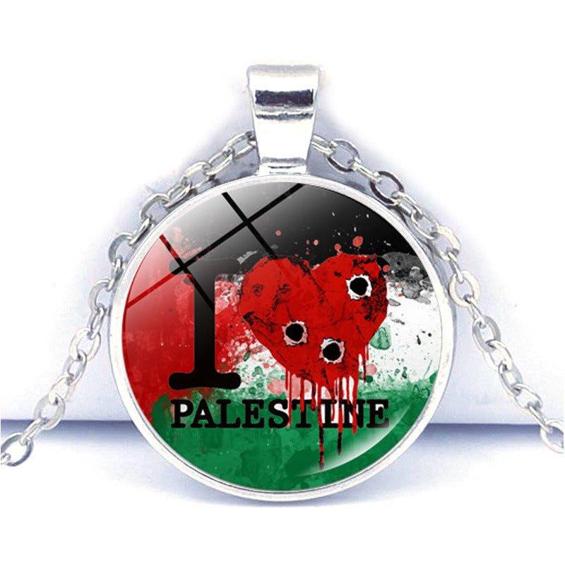 MAC076 Time Gem Palestine keffiyeh Anti-War Peace Pendant Necklace