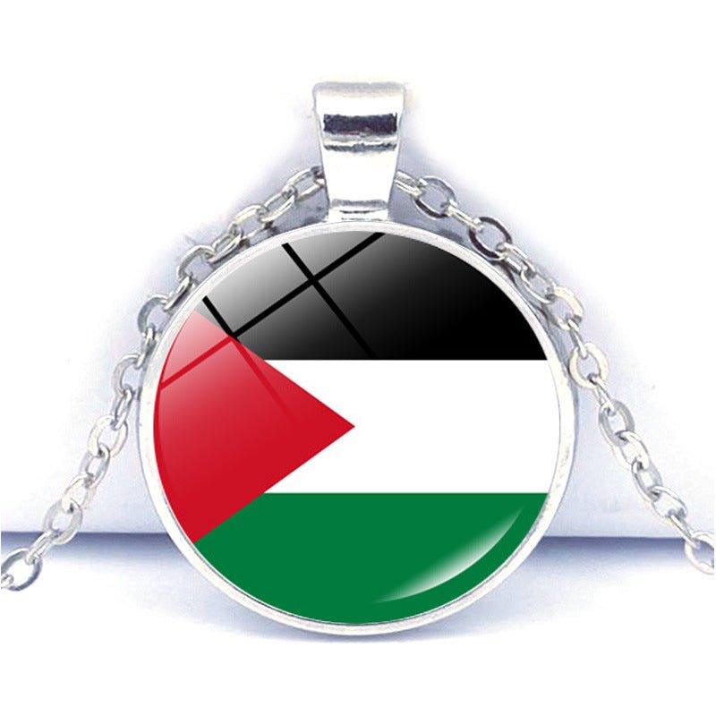 MAC076 Time Gem Palestine keffiyeh Anti-War Peace Pendant Necklace