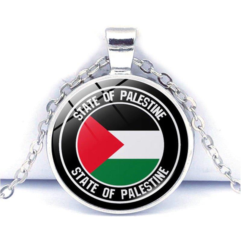 MAC076 Time Gem Palestine keffiyeh Anti-War Peace Pendant Necklace