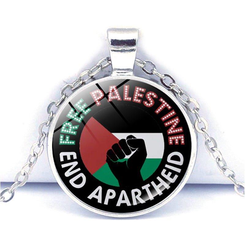MAC076 Time Gem Palestine keffiyeh Anti-War Peace Pendant Necklace