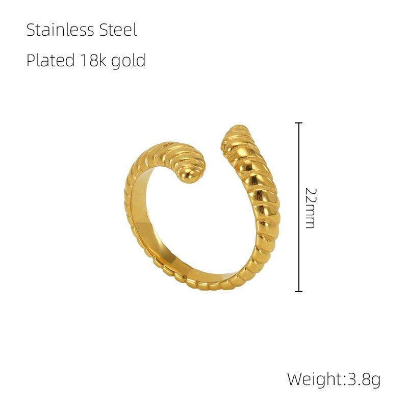 MAC086 Light Luxury Stainless Steel Open Adjustable Irregular Ring