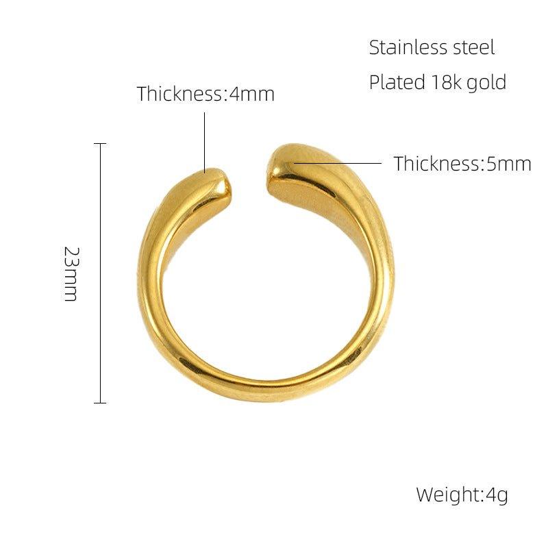 MAC086 Light Luxury Stainless Steel Open Adjustable Irregular Ring