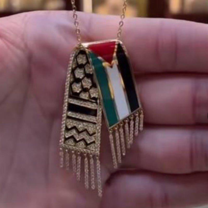 MAC107 Stainless Steel Palestine Keffiyeh Vintage Necklace