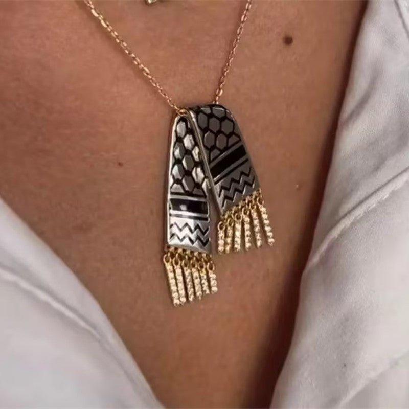 MAC107 Stainless Steel Palestine Keffiyeh Vintage Necklace