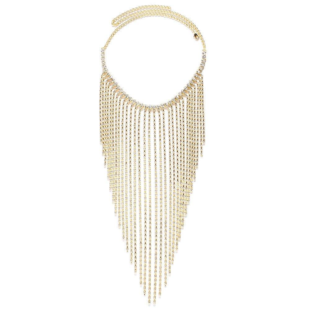 MAC117  Long Fringed Rhinestone Chain Veil Mask