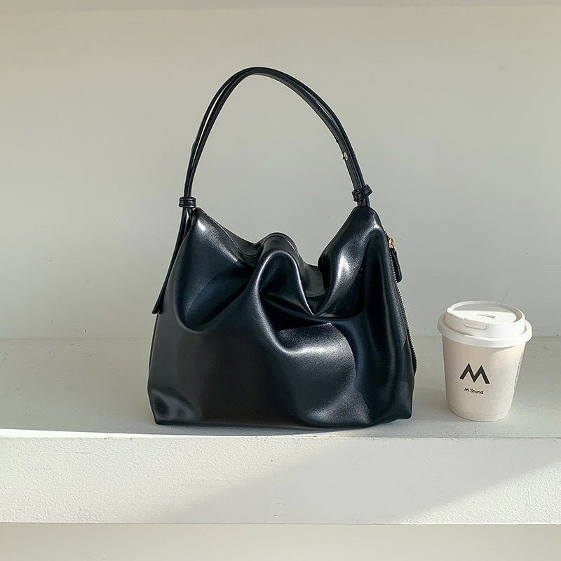 MAC180 High-End Pleated PU Leather All-Match Tote Bag