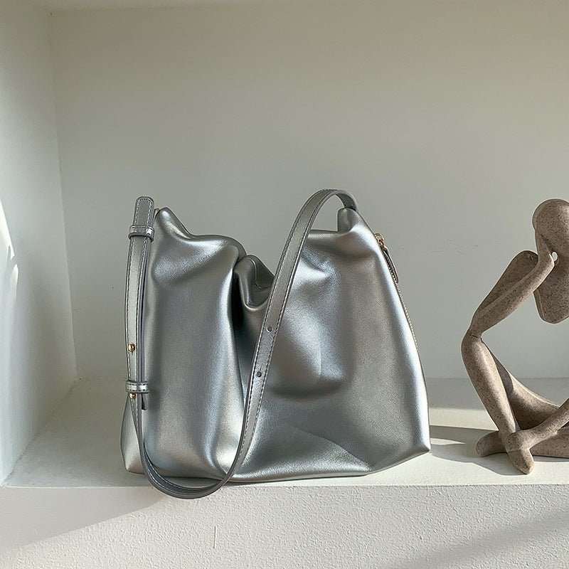 MAC180 High-End Pleated PU Leather All-Match Tote Bag