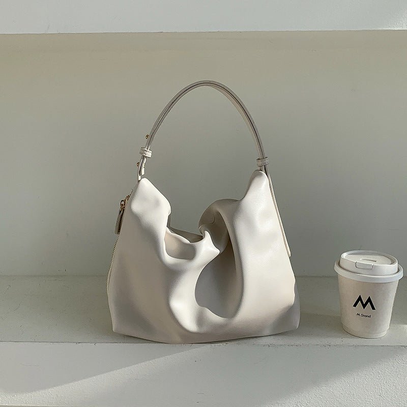 MAC180 High-End Pleated PU Leather All-Match Tote Bag