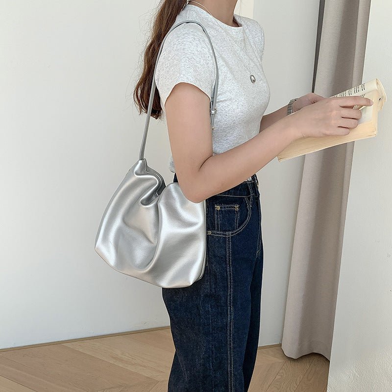 MAC180 High-End Pleated PU Leather All-Match Tote Bag