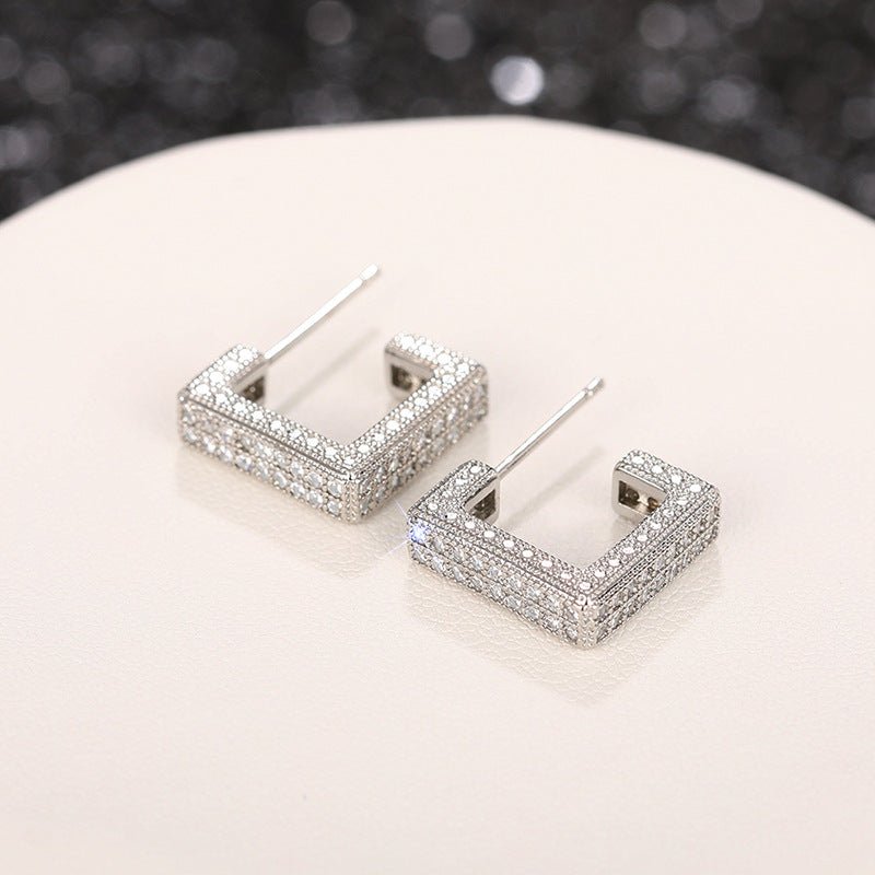 Micropaved Diamond Super Flash Geometric High-End Earrings(MAC190)