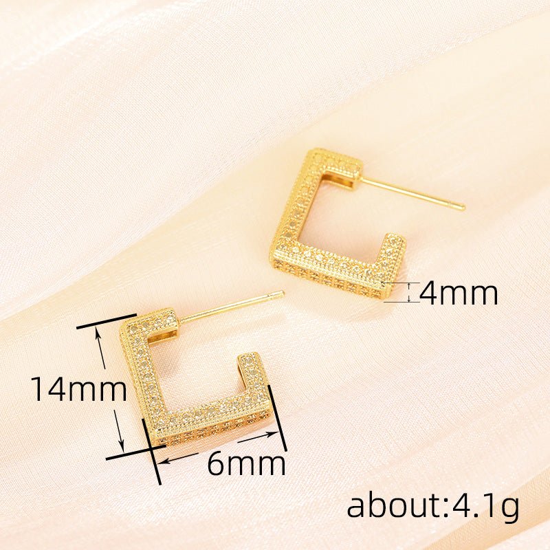Micropaved Diamond Super Flash Geometric High-End Earrings(MAC190)