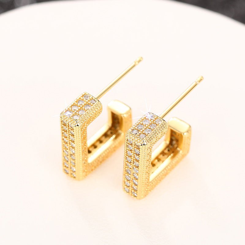 Micropaved Diamond Super Flash Geometric High-End Earrings(MAC190)
