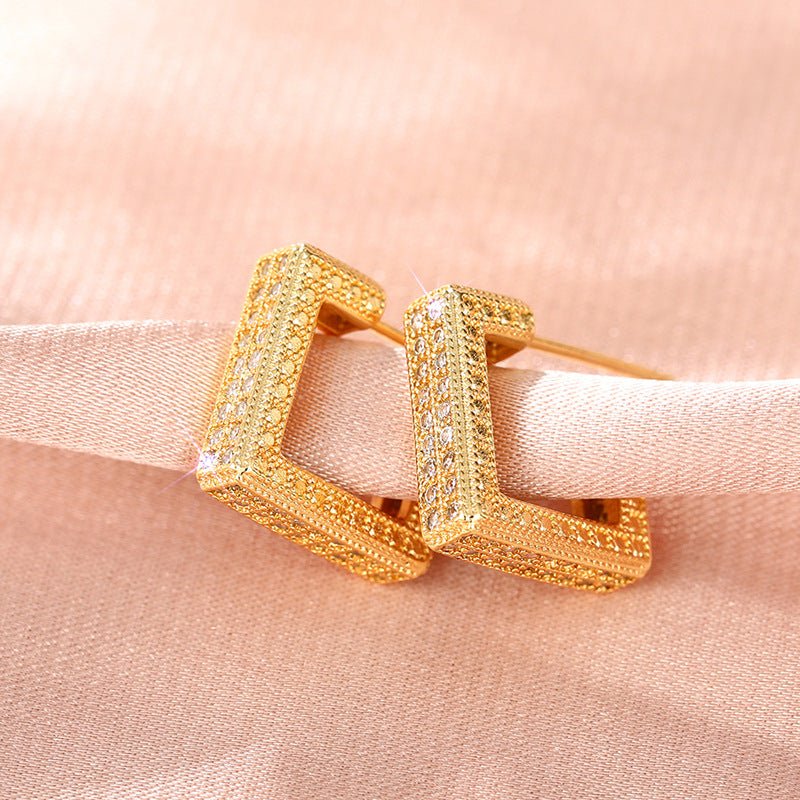 Micropaved Diamond Super Flash Geometric High-End Earrings(MAC190)