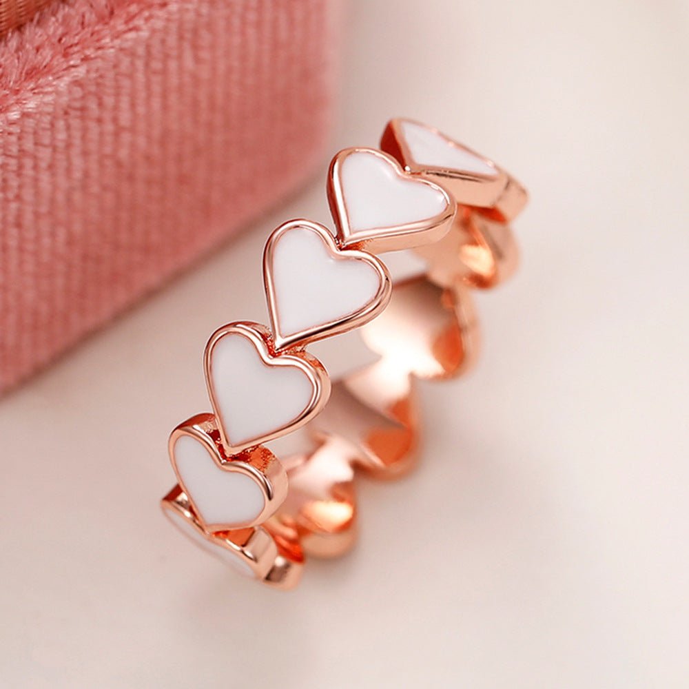 Simple Pink Heart-To-Heart Glue Ring and Earring(MAC198)