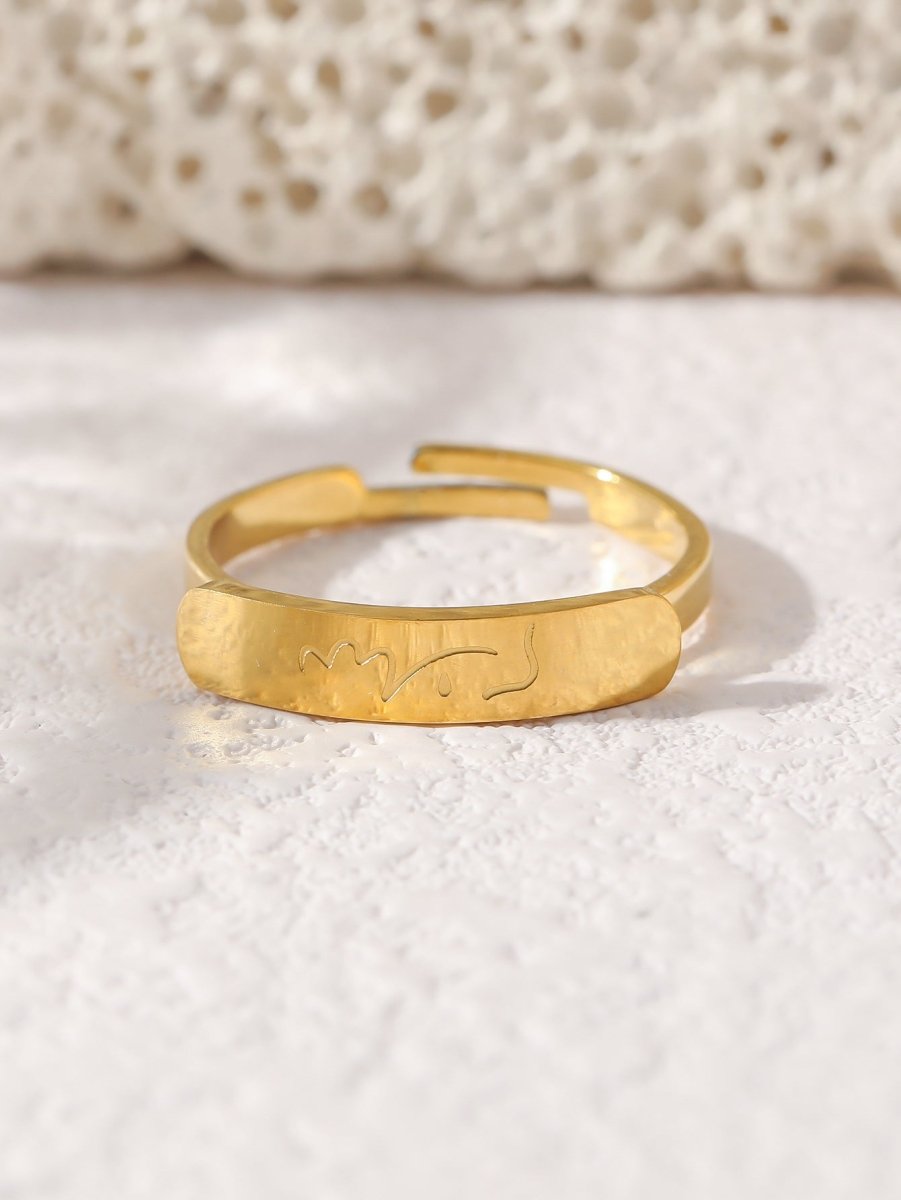 Simple engraved titanium steel ring with Arabic elements （With gift box）(MAC215)