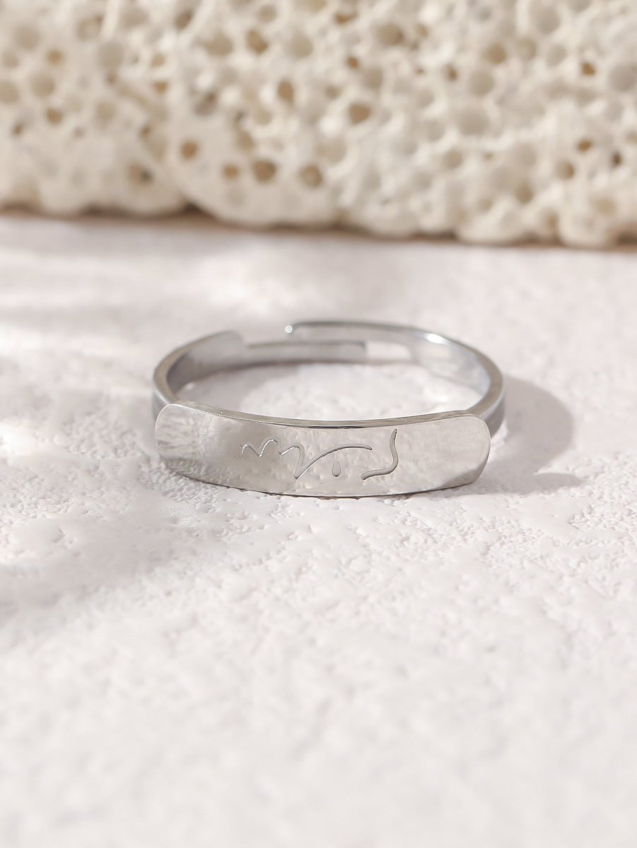 Simple engraved titanium steel ring with Arabic elements （With gift box）(MAC215)