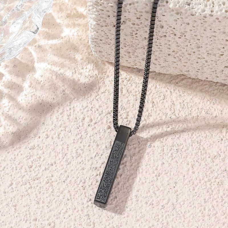 Titanium Steel High-Quality Square Pillar Engraved Necklace (With gift box)(MAC217)