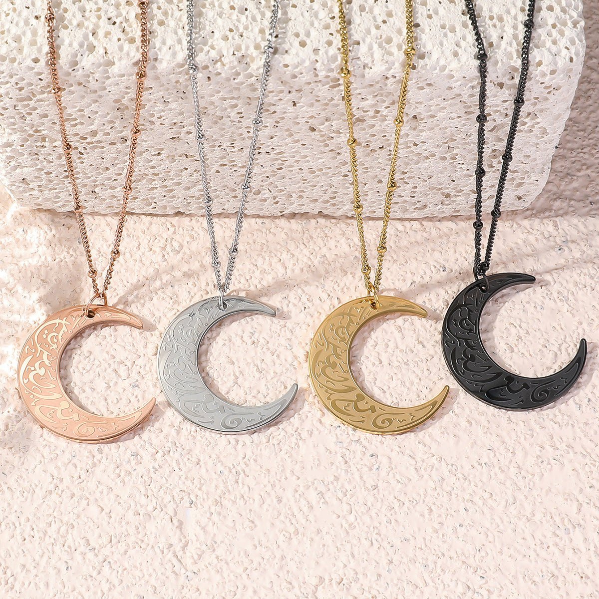 Simple Moon Titanium Steel Clavicle Chain Necklace (With gift box)(MAC218)
