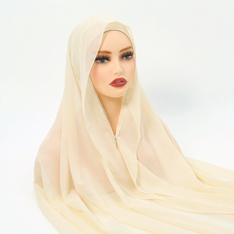 Magnetic Chiffon Instant Hijab | Easy-Wear Anti-Slip Square Scarf with Magnetic Closure (MH152)