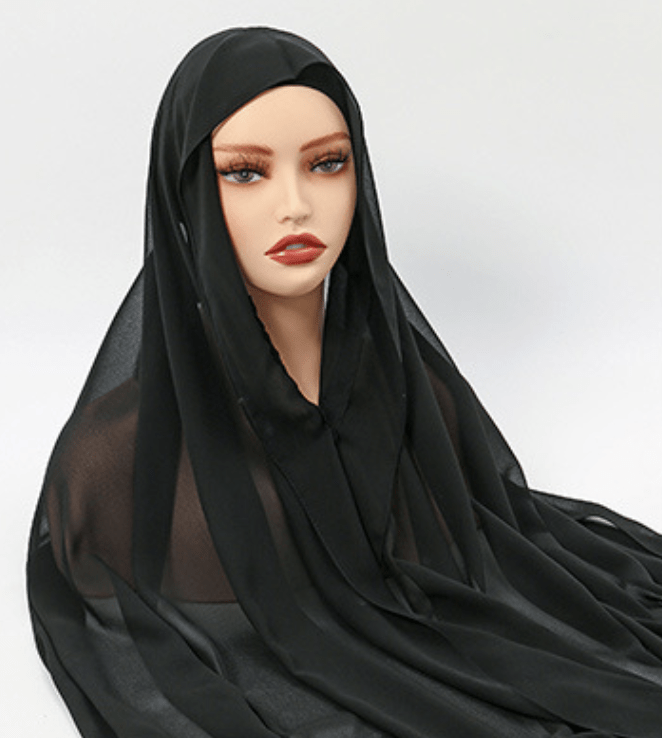 Magnetic Chiffon Instant Hijab | Easy-Wear Anti-Slip Square Scarf with Magnetic Closure (MH152)