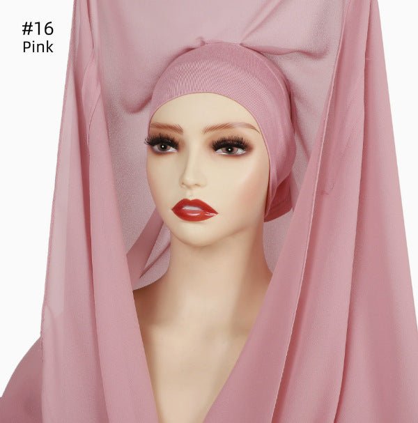 Magnetic Chiffon Instant Hijab | Easy-Wear Anti-Slip Square Scarf with Magnetic Closure (MH152)