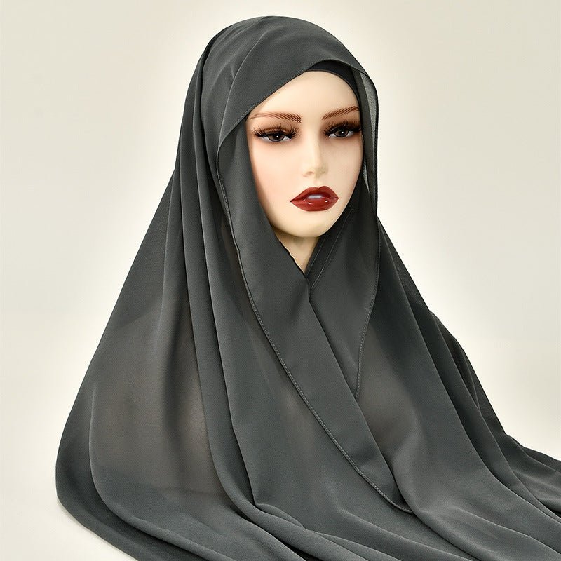 Magnetic Chiffon Instant Hijab | Easy-Wear Anti-Slip Square Scarf with Magnetic Closure (MH152)