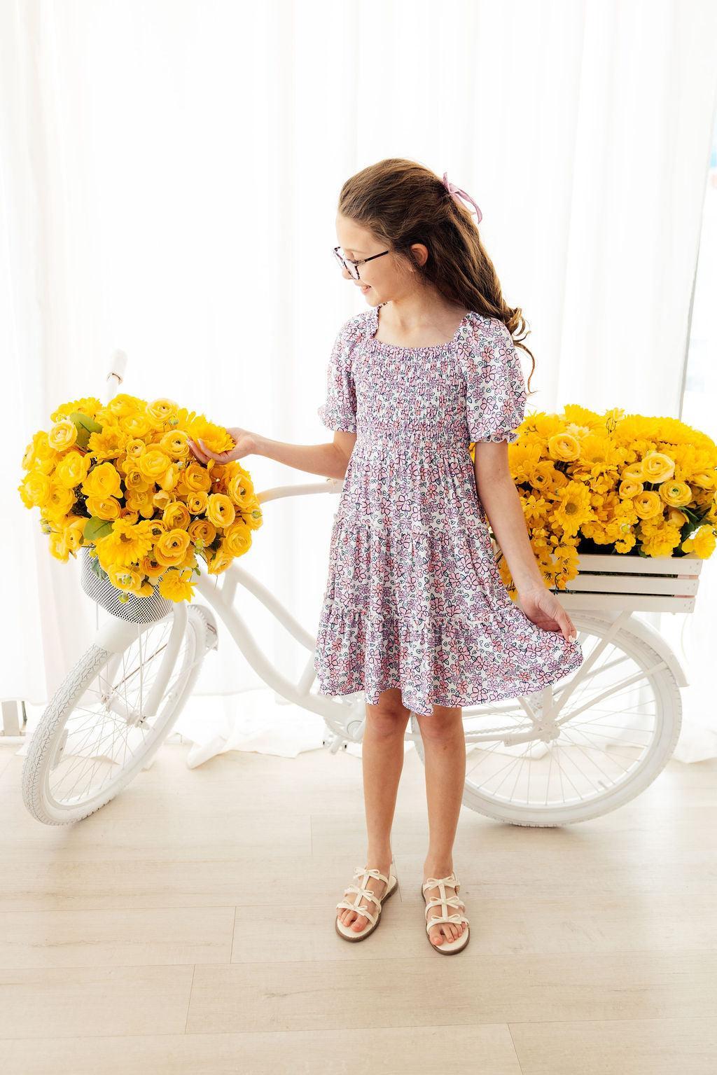 Lovely Lavender Smocked Ruffle Dress