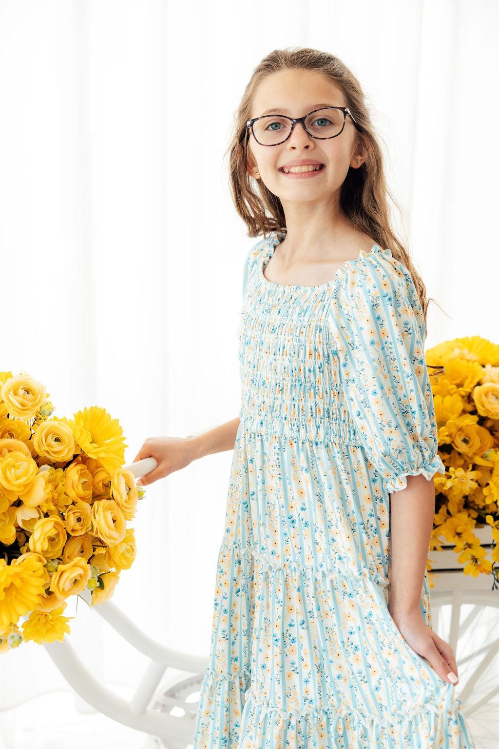 Buttercup Blooms Smocked Ruffle Dress