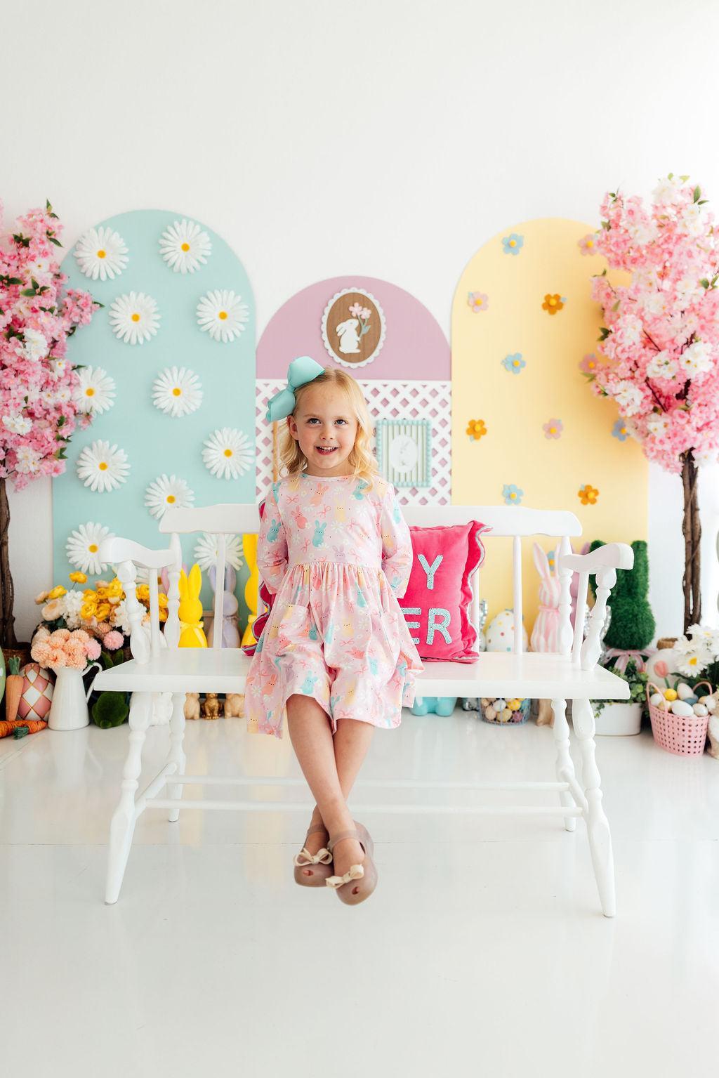 Preppy Peeps 3/4 Sleeve Pocket Twirl Dress