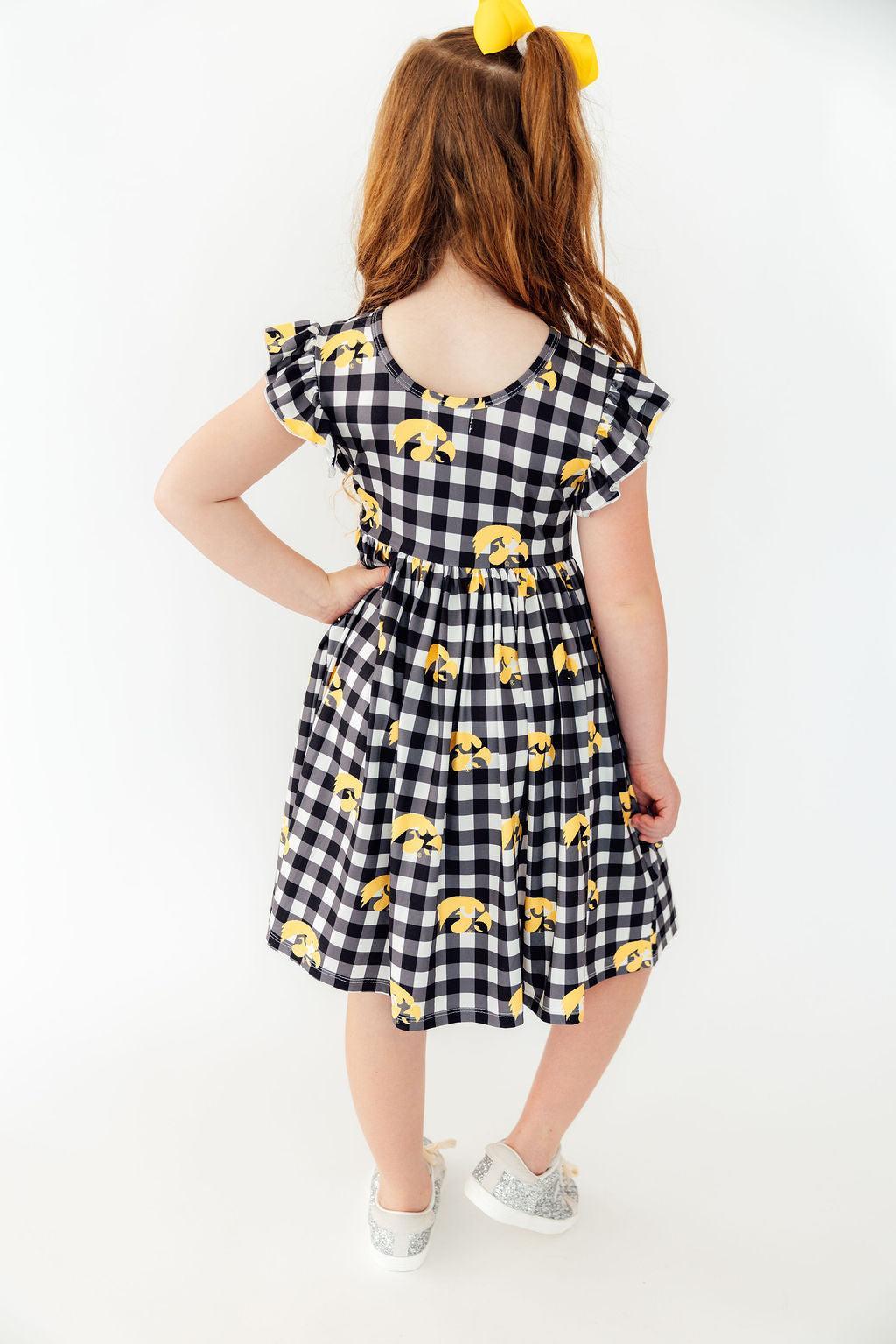 Iowa Plaid Tigerhawk Flutter Twirl Dress