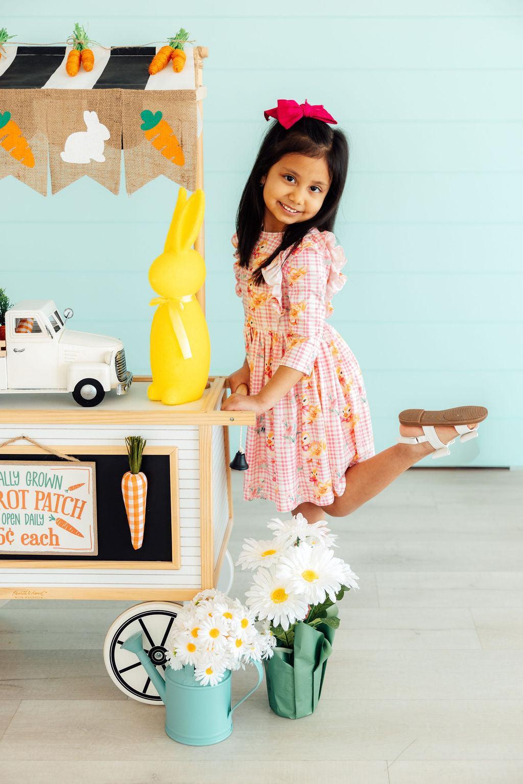 Daisy Ducklings 3/4 Sleeve Ruffle Twirl Dress