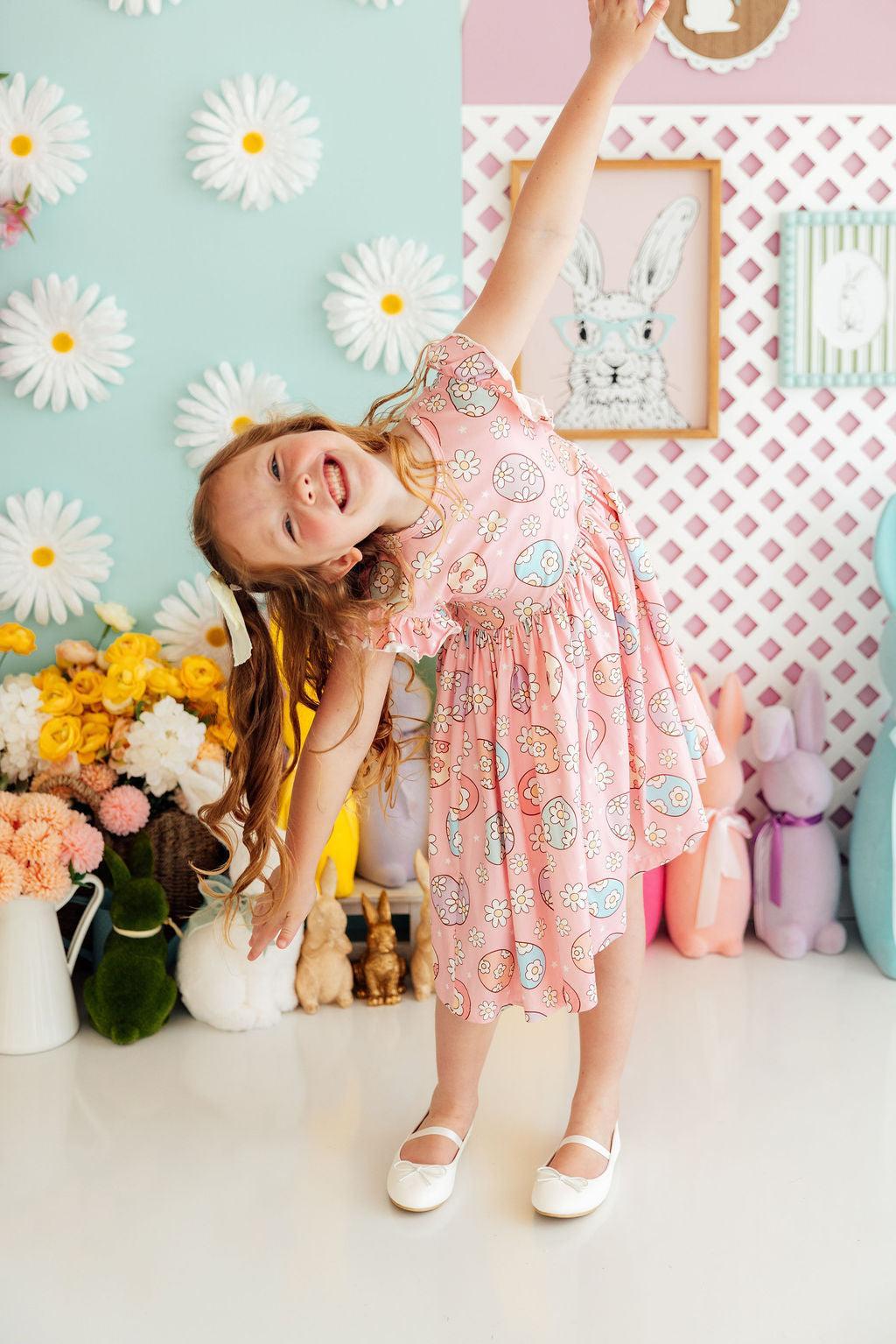 Easter Egg Hunt Flutter Sleeve Twirl Dress