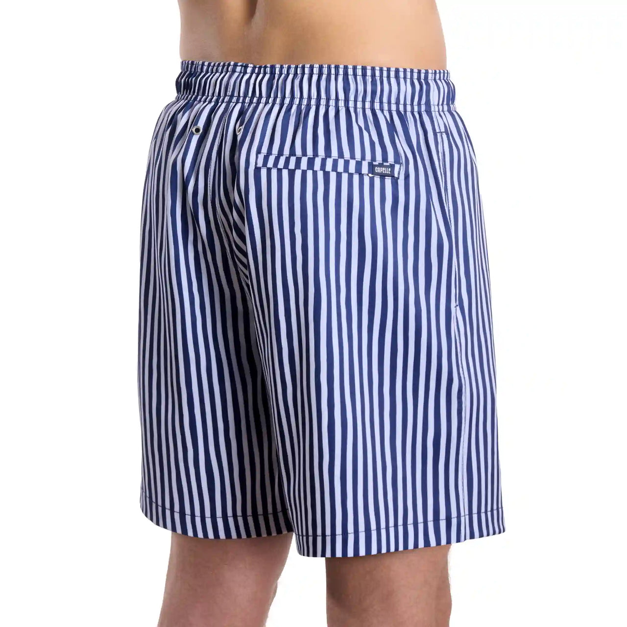 Men’s Premium Compression-Lined Hybrid Shorts – Marina Pinstripe-Indigo and Surf
