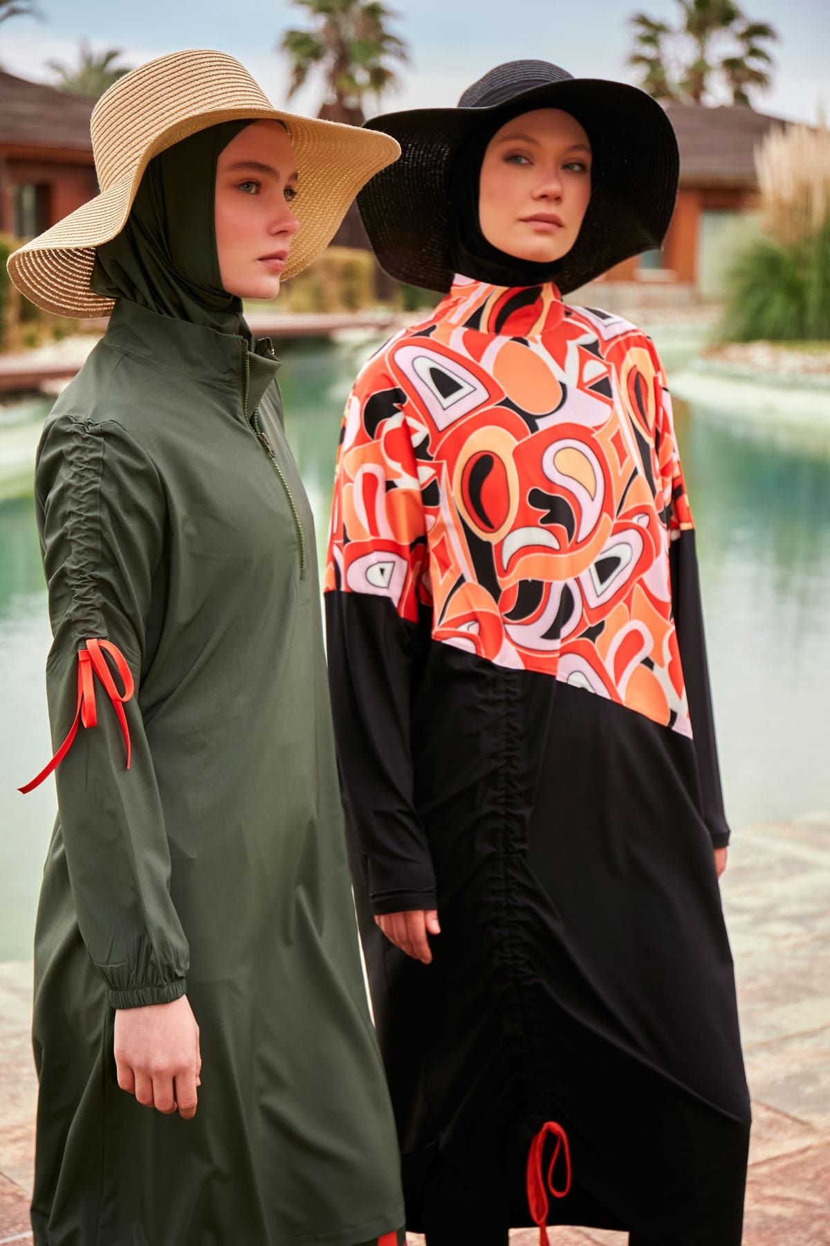 Woven Khaki Burkini Modest Swimwear M2432