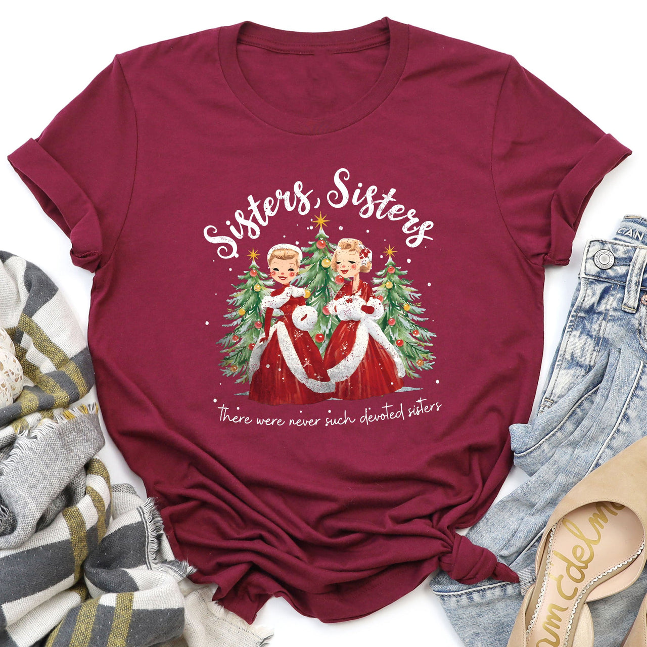 Sisters White Christmas Movie Musical Vintage Theatrical Tribute Inspired By Classic Film Poster Graphic Tee