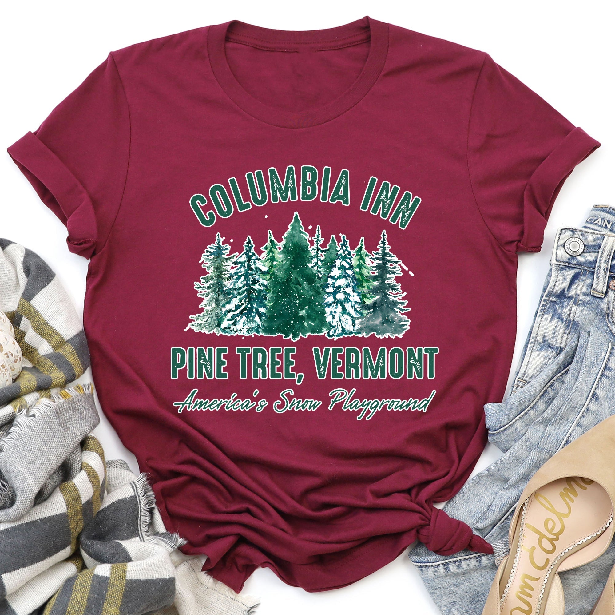 Columbia Inn White Christmas Movie Classic Musical Showtune Nostalgia Holiday Film Graphic Tee