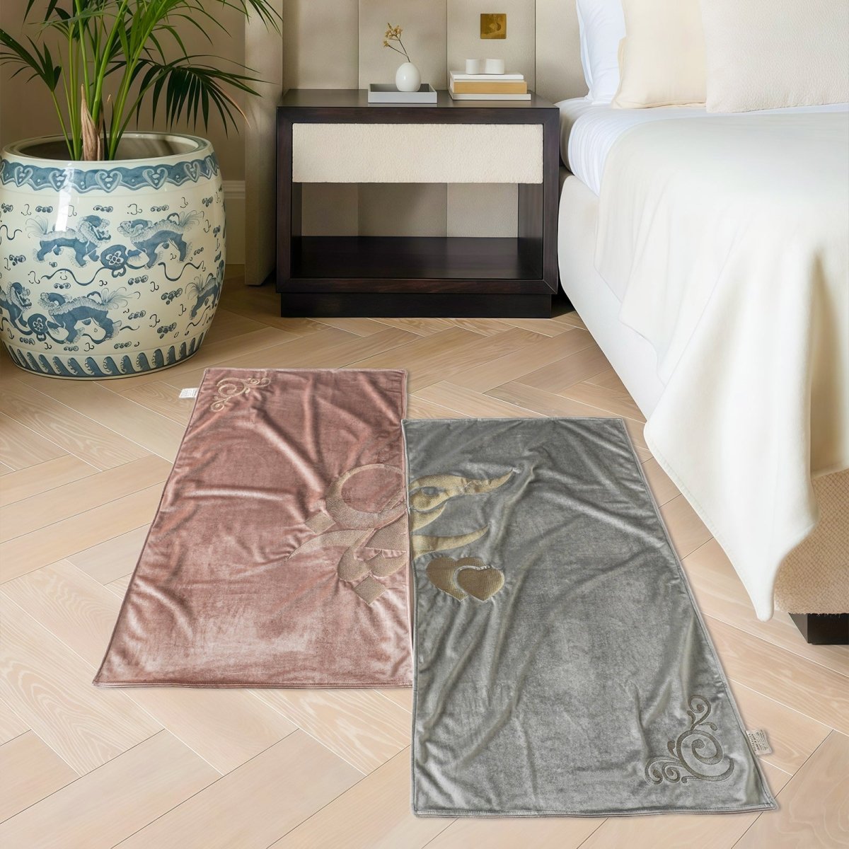 Meaningful Arabic Art German Velvet Couples Prayer Mat Set Interactive Pattern Prayer Mat (MR081)