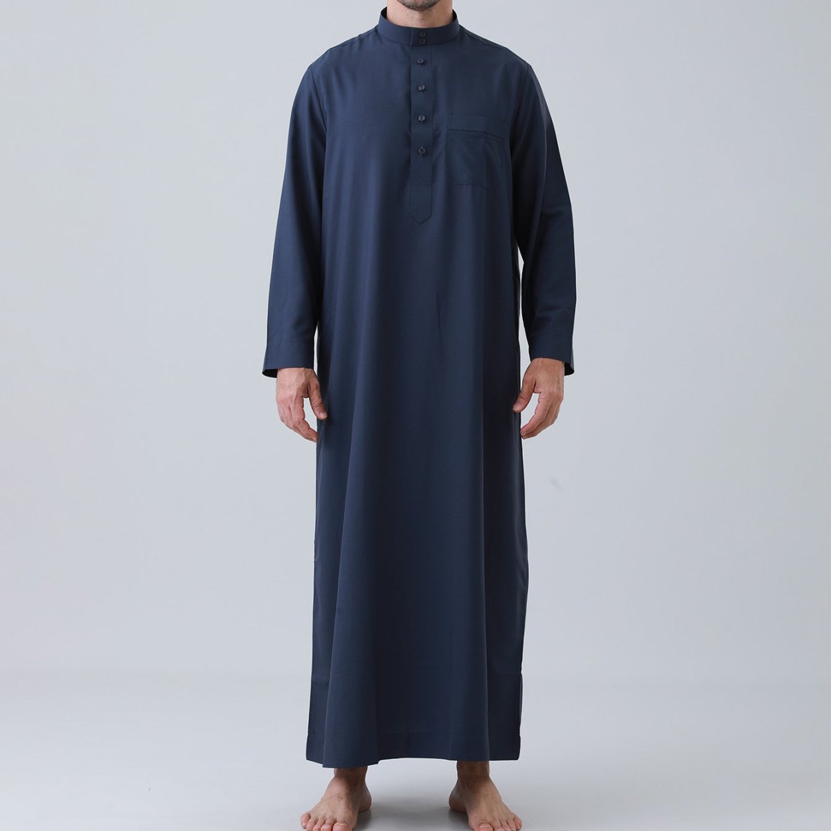 Men's Solid Color Thobe with Button Placket (MT036)