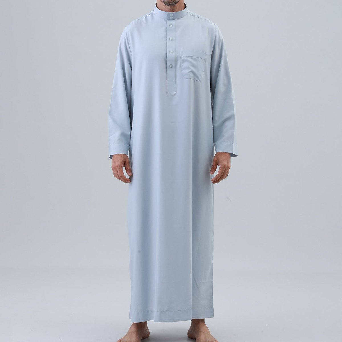 Men's Solid Color Thobe with Button Placket (MT036)