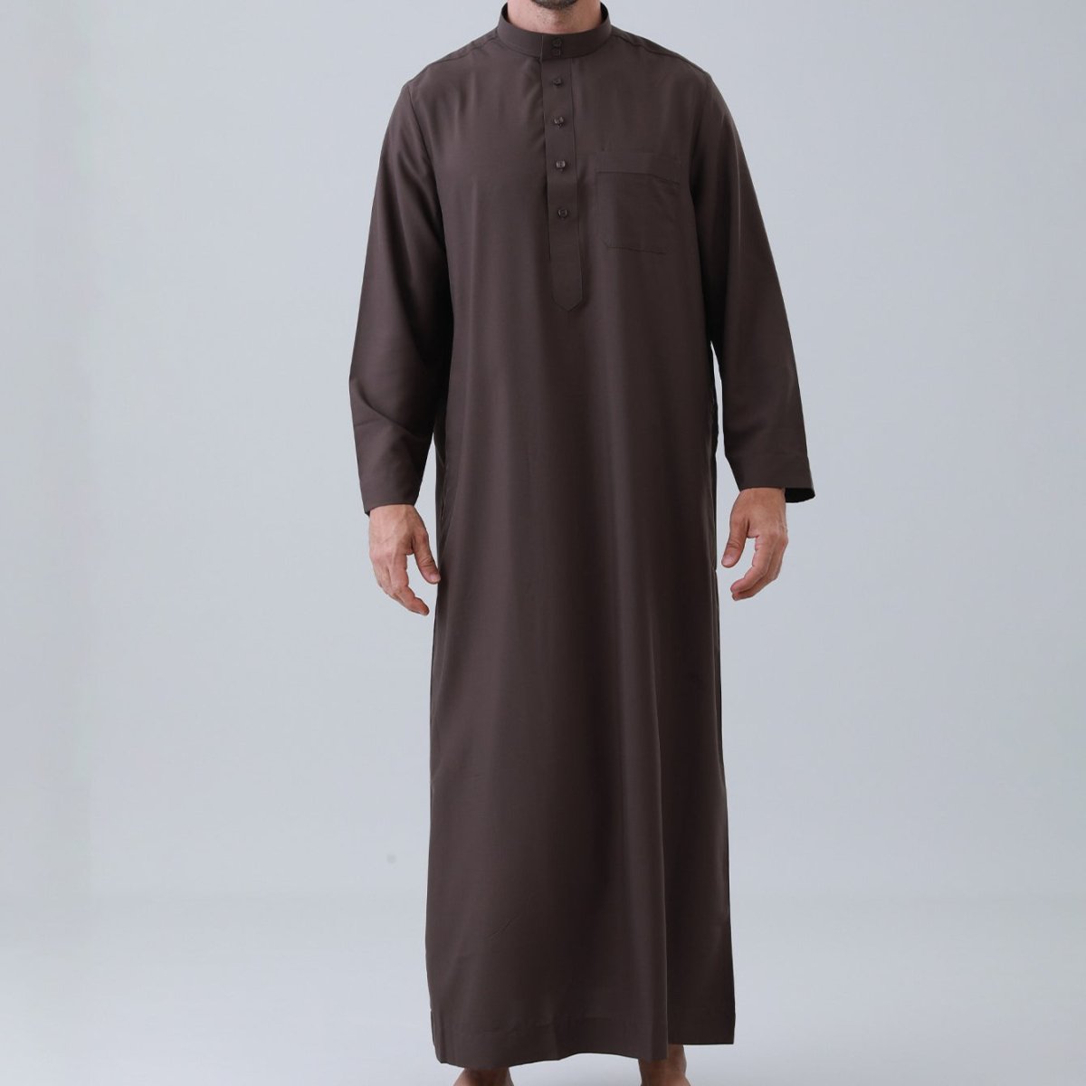 Men's Solid Color Thobe with Button Placket (MT036)