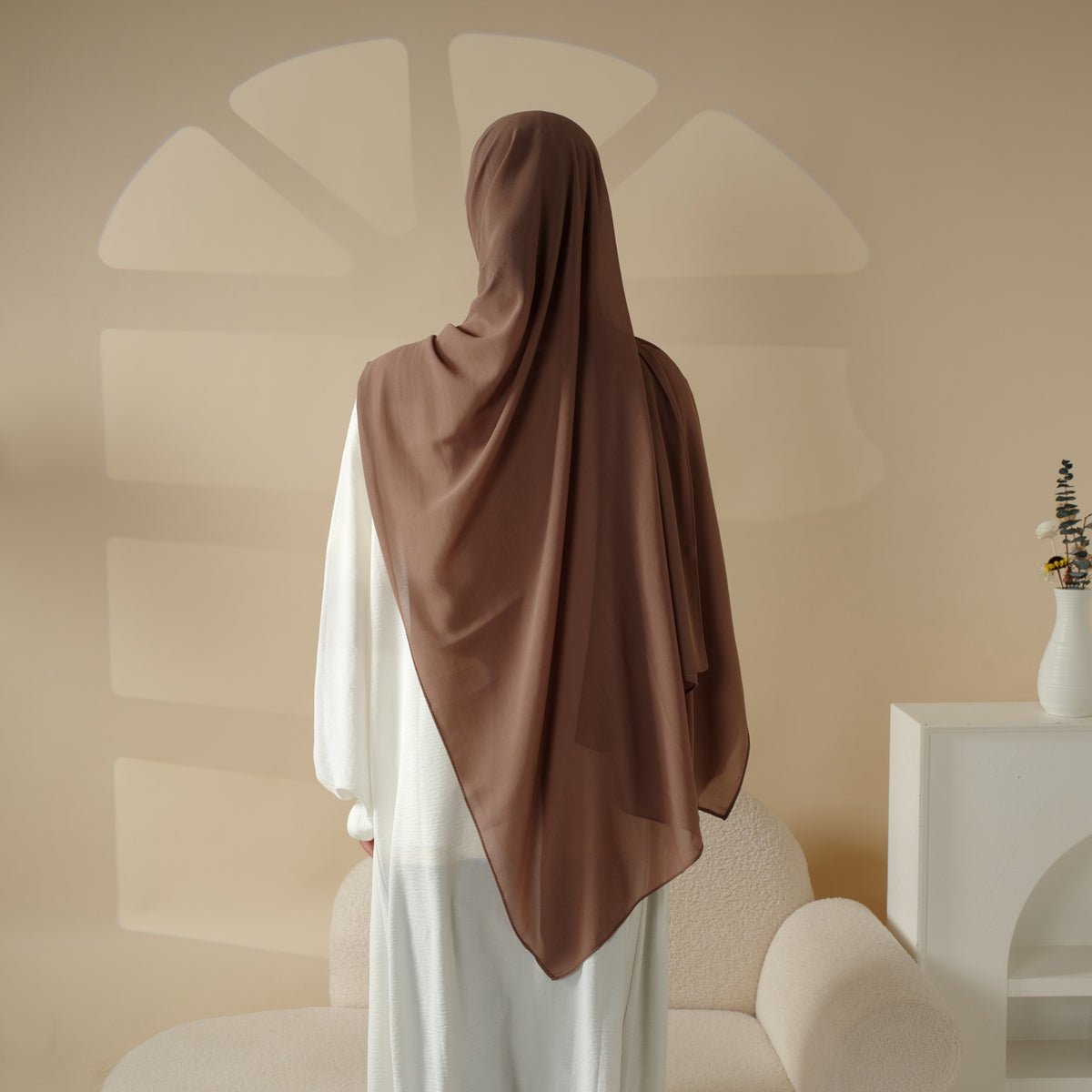 Solid Color Chiffon Hijab  With Neck Base Hat 2pcs Set (MH036)