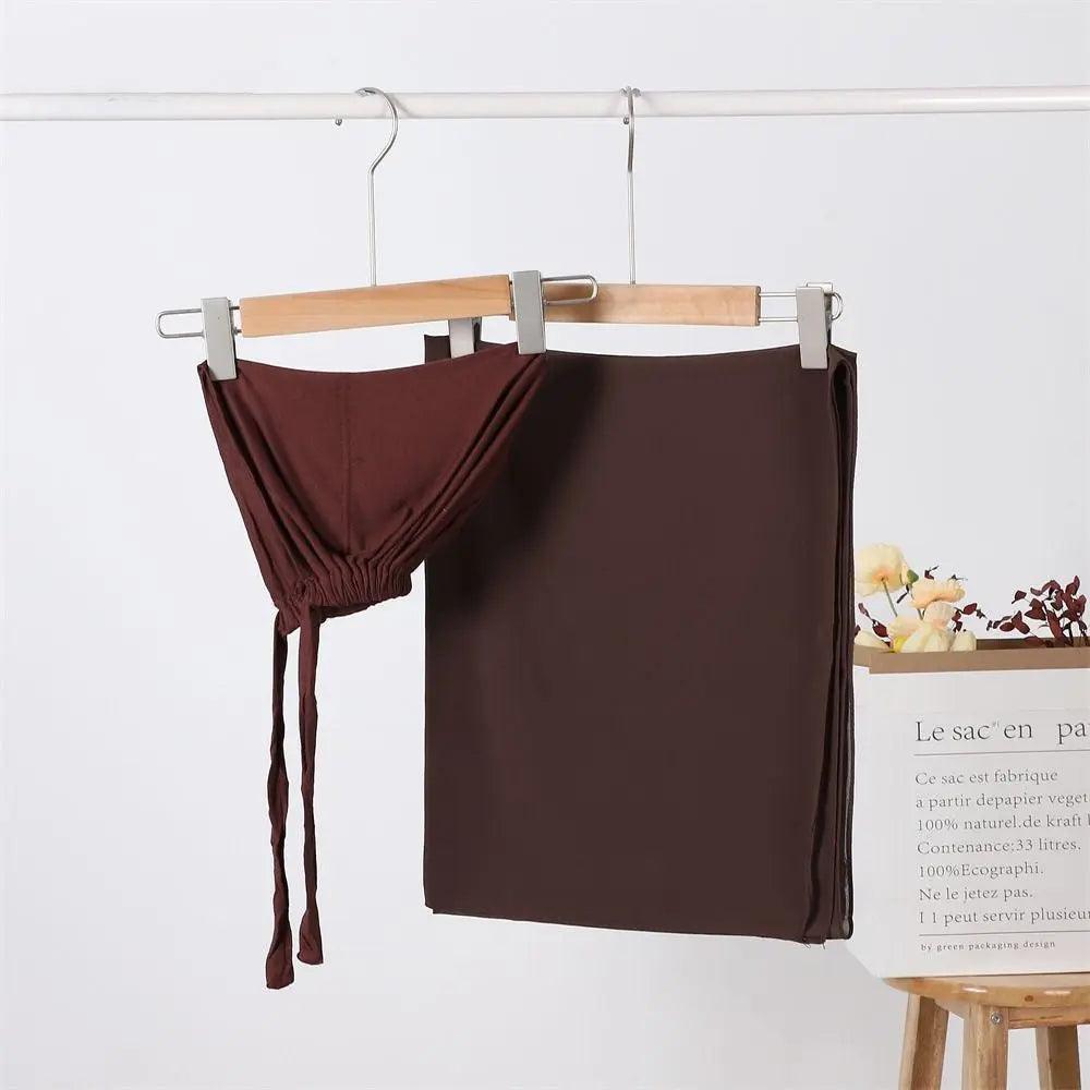 Chiffon Hijab with Cord Base Cap 2pcs Set (MH037)