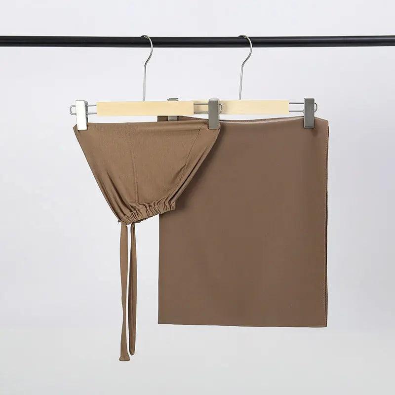 Chiffon Hijab with Cord Base Cap 2pcs Set (MH037)