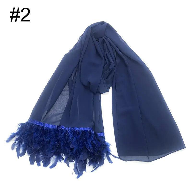 Chiffon Scarves Feather Scarf Hijab (MH039)